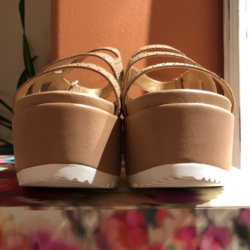 Stuart Weitzman Beige Studded Platform Sandals - image 5